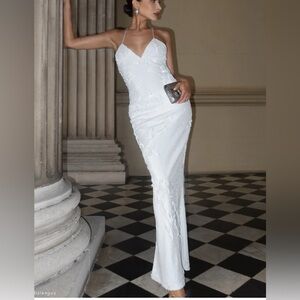 MESHKI Gracie sequin maxi dress - WHITE/XS